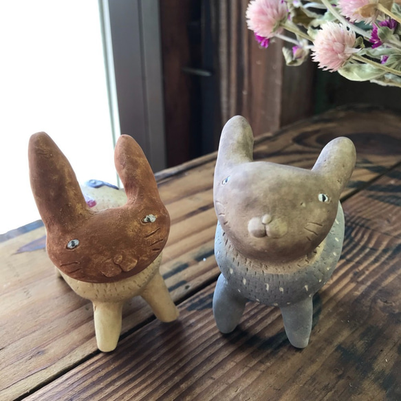 うさぎ（グレー）　　陶製　/Rabbit/兔子 9枚目の画像
