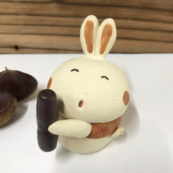 小麻糬搗兔子（兔子，研杵和研缽）J-129-1 陶瓷/Rabbit/Rabbit/Kaninchen/खरगोश 第2張的照片