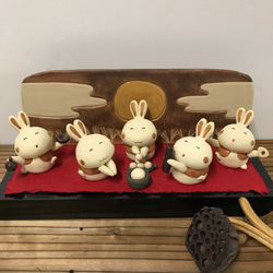 ちっちゃい扇子うさぎ（うさぎのみ）　Ｊ-129-3　陶製　/Rabbit/兔子 8枚目の画像