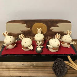 小麻糬圓形兔子（兔子和葉子麻糬）J-129-4 陶瓷/Rabbit/Rabbit/Kaninchen/खरगोश 第7張的照片