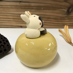 月とうさぎ　Ｊ-130　陶製　/Rabbit/兔子 3枚目の画像