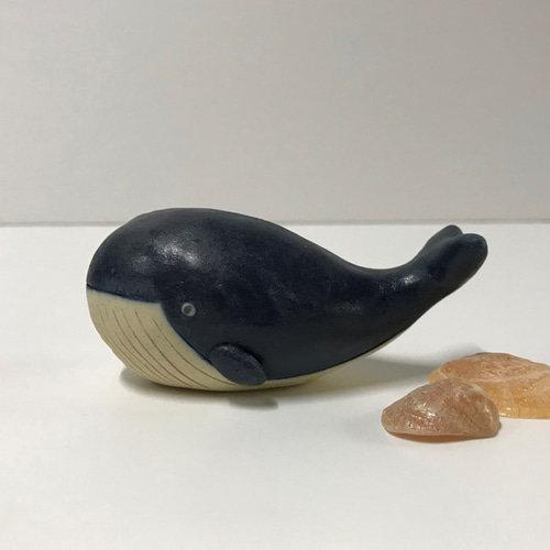 くじら 藍 E-123-A 陶製 /Whale /鯨 その他置物 サバイディー