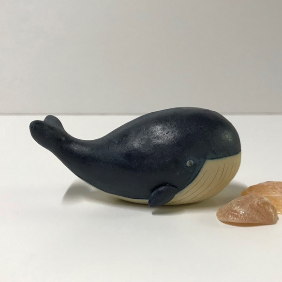 くじら　藍　Ｅ-123-Ａ　陶製　/Whale /鯨 5枚目の画像