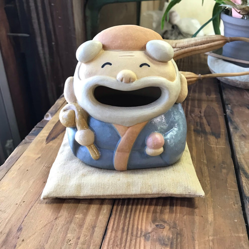 うぉっほっほ寿老人（小座布団 別） O-277 陶製 /Seven Lucky Gods/壽