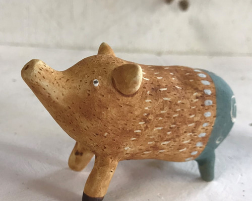 ぶた（カラー）O-380-2 陶製/pig/豬/Schwein/सुअर その他置物