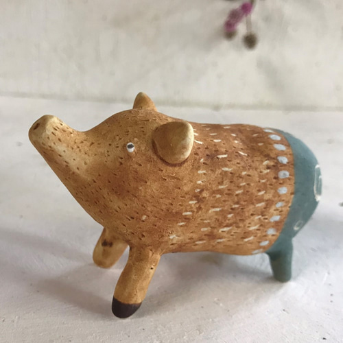 ぶた（カラー）O-380-2 陶製/pig/豬/Schwein/सुअर その他置物
