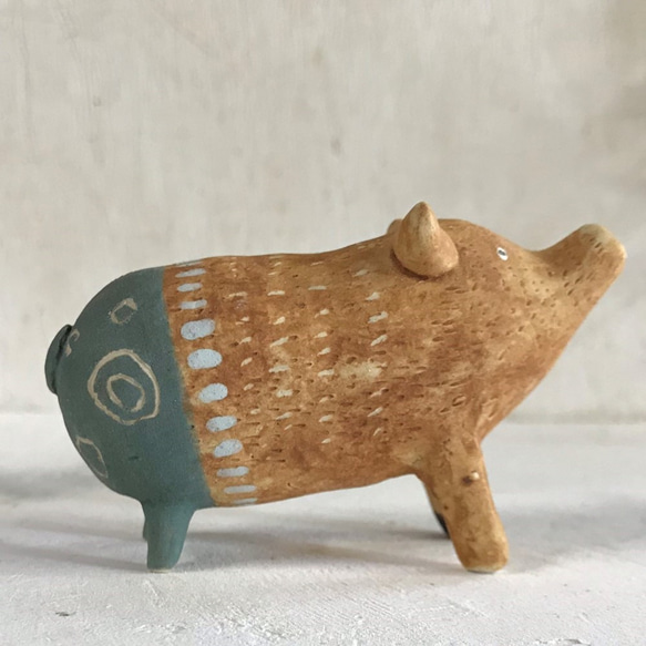 ぶた（カラー）Ｏ-380-2　陶製/pig/豬/Schwein/सुअर 4枚目の画像