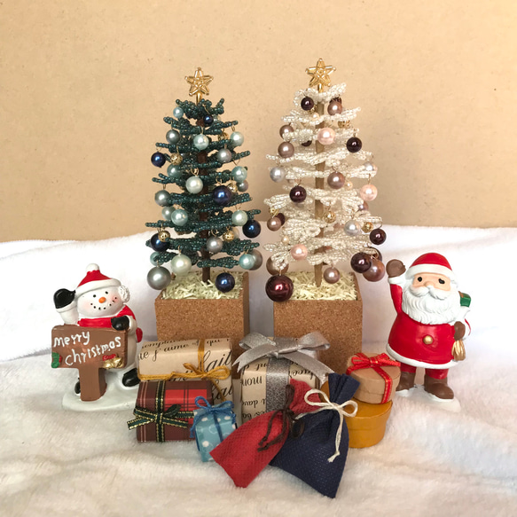 ＊緑ツリー＊　ビーズのクリスマスツリー　ビーズツリー　卓上　クリスマス　ミニチュア　置物　飾り 14枚目の画像