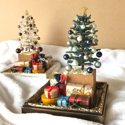 ＊緑ツリー＊　ビーズのクリスマスツリー　ビーズツリー　卓上　クリスマス　ミニチュア　置物　飾り 1枚目の画像
