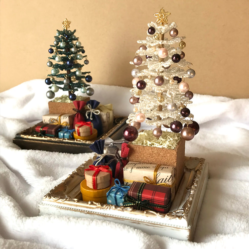 シーズンに再販予定】＊白ツリー＊ ビーズのクリスマスツリー ビーズ