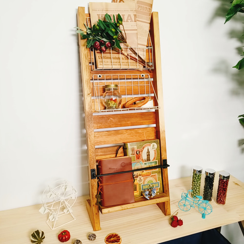 木製本棚　古道具　アンティーク　マガジンラック 無垢材】カフェラック アンティーク 本棚 収納棚 本棚・絵本棚