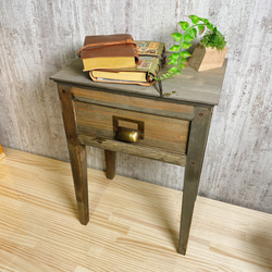 【20%OFF】木製　サイドテーブル　ナイトテーブル　アンティーク　収納　おしゃれ　木製雑貨　かわいい　棚 1枚目の画像