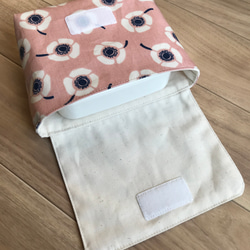 くすみピンクの花柄✳︎マジックテープ式✳︎横入れお弁当袋/封筒型 3枚目の画像