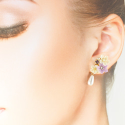紫花施華洛世奇耳環 第3張的照片