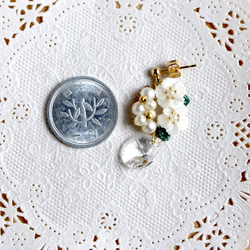 白花珍珠施華洛世奇耳環/耳環 第3張的照片