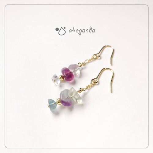 no.817】イエロー さざれ石 ハンドメイドアクセサリー ピアス