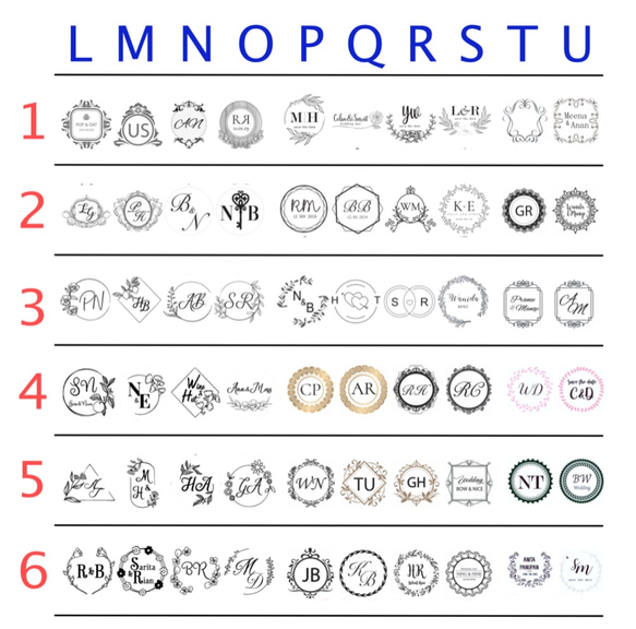 ブライダルシーリングスタンプ　１４４種類からのセミオーダー！真鍮オリジナル　直径20/25/30/40mmサイズ 3枚目の画像