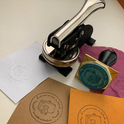 真鍮エンボススタンプ　フルオーダー可能　真鍮プレートシャイニー エンボッサー Embossing Seal 6枚目の画像