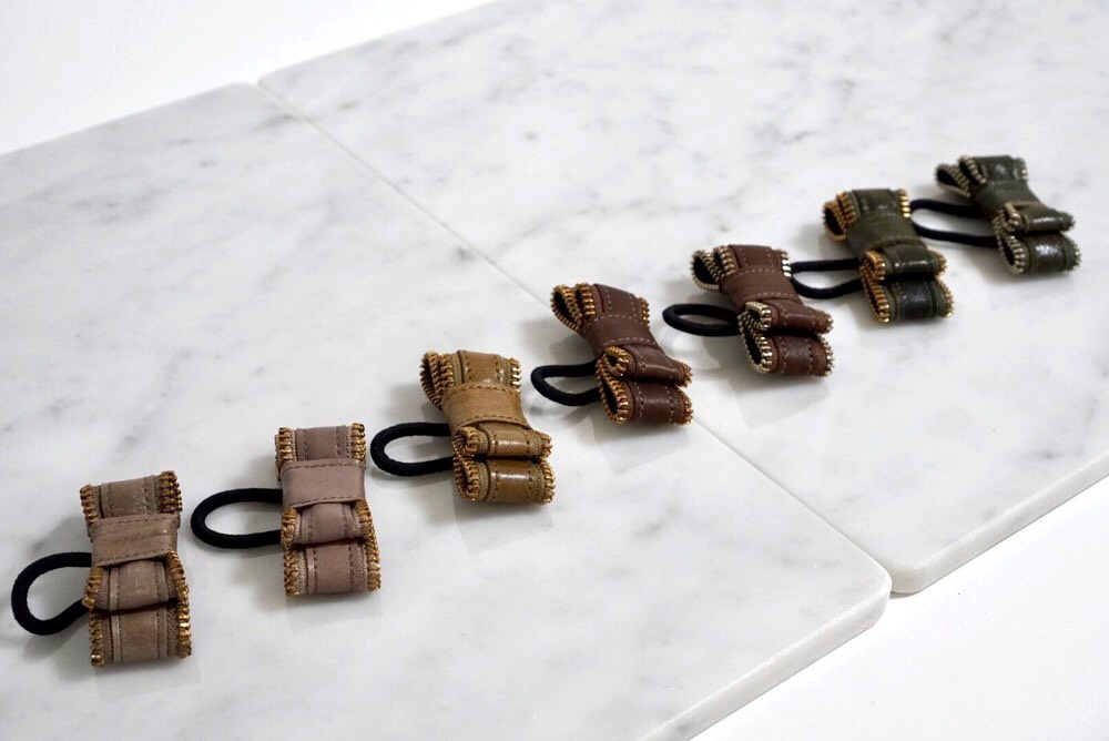 本革リボンヘアゴム アースカラー