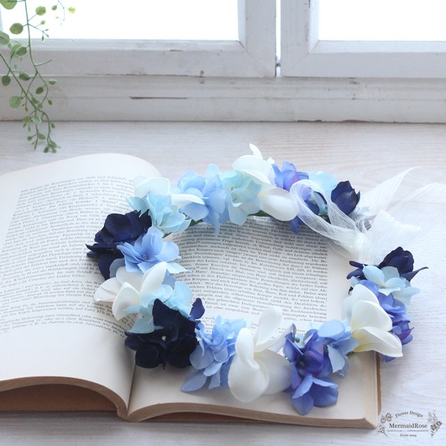 花冠プルメリア＆アジサイ(ブルーミックス)