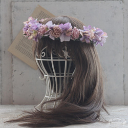 花冠*荷葉邊玫瑰和繡球花*淡紫色薰衣草 第2張的照片