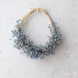 ナチュラルオーバルリース*かすみ草ブルー プリザーブドフラワー