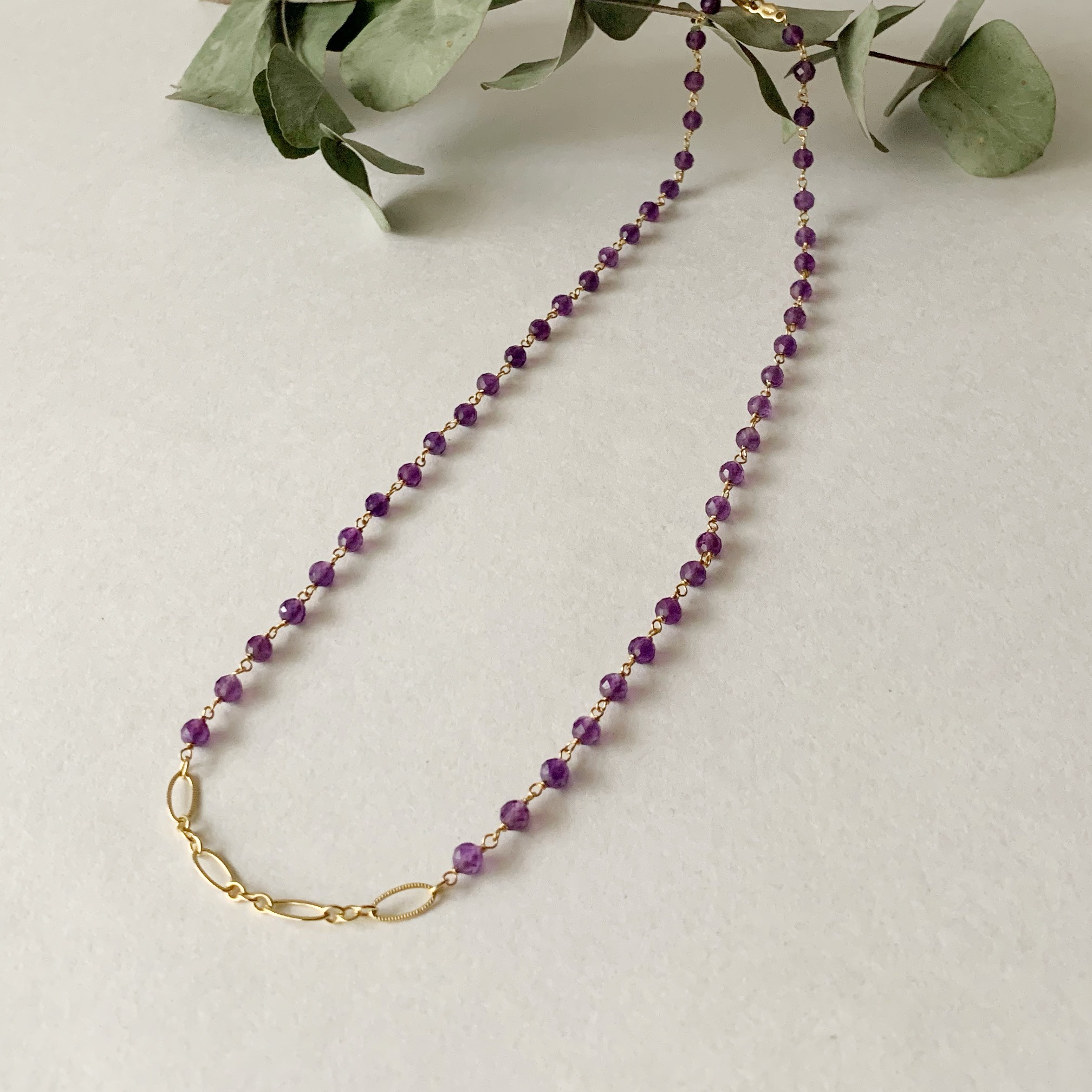 14kgf チェーントップネックレス アメジスト　2月誕生石