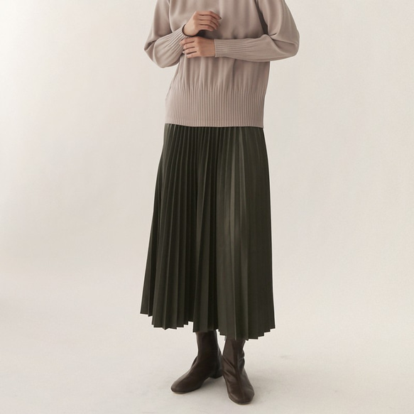 エコレザーのプリーツスカート/1065002 2枚目の画像