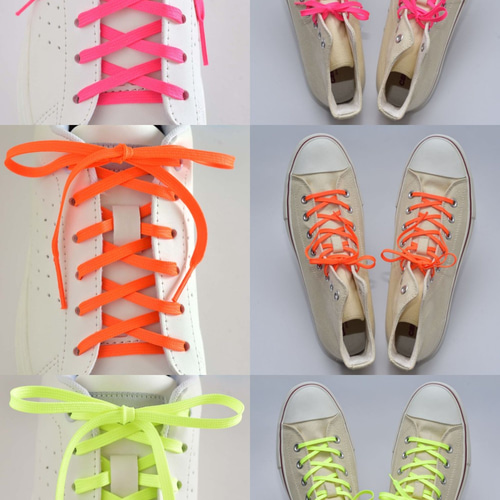 初音ミク　靴紐 ほどけにくいシューレース 平紐蛍光3色：（幅4mm/長さ117cm）：靴紐