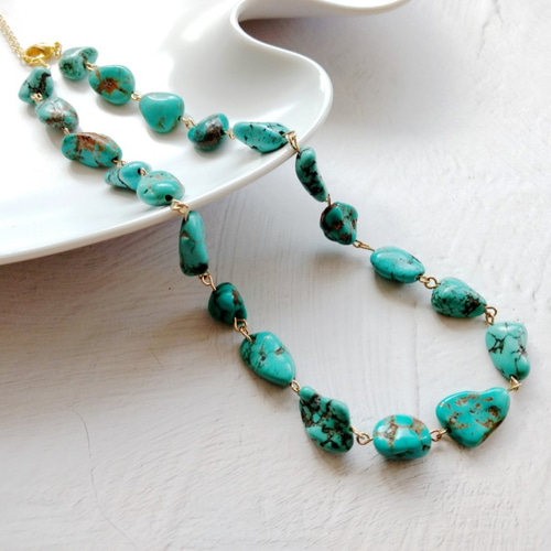 大粒ターコイズネックレス ネックレス・ペンダント a 