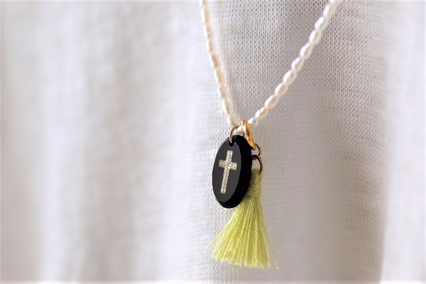 プチ淡水パールネックレス（クロス）