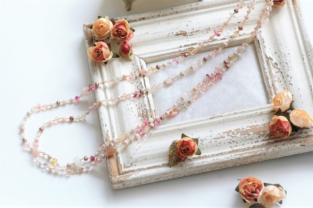 キラキラミックスネックレス（ピンク）