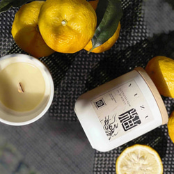 柚子の香り アロマキャンドル ナチュラル 100%大豆ワックス 天然精油 柑橘 ひのき 送料無料 [柚 YUZU] 3枚目の画像