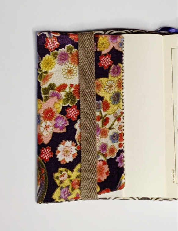 送料無料  文庫本カバー    タイプ : 和柄 花 紫 3枚目の画像