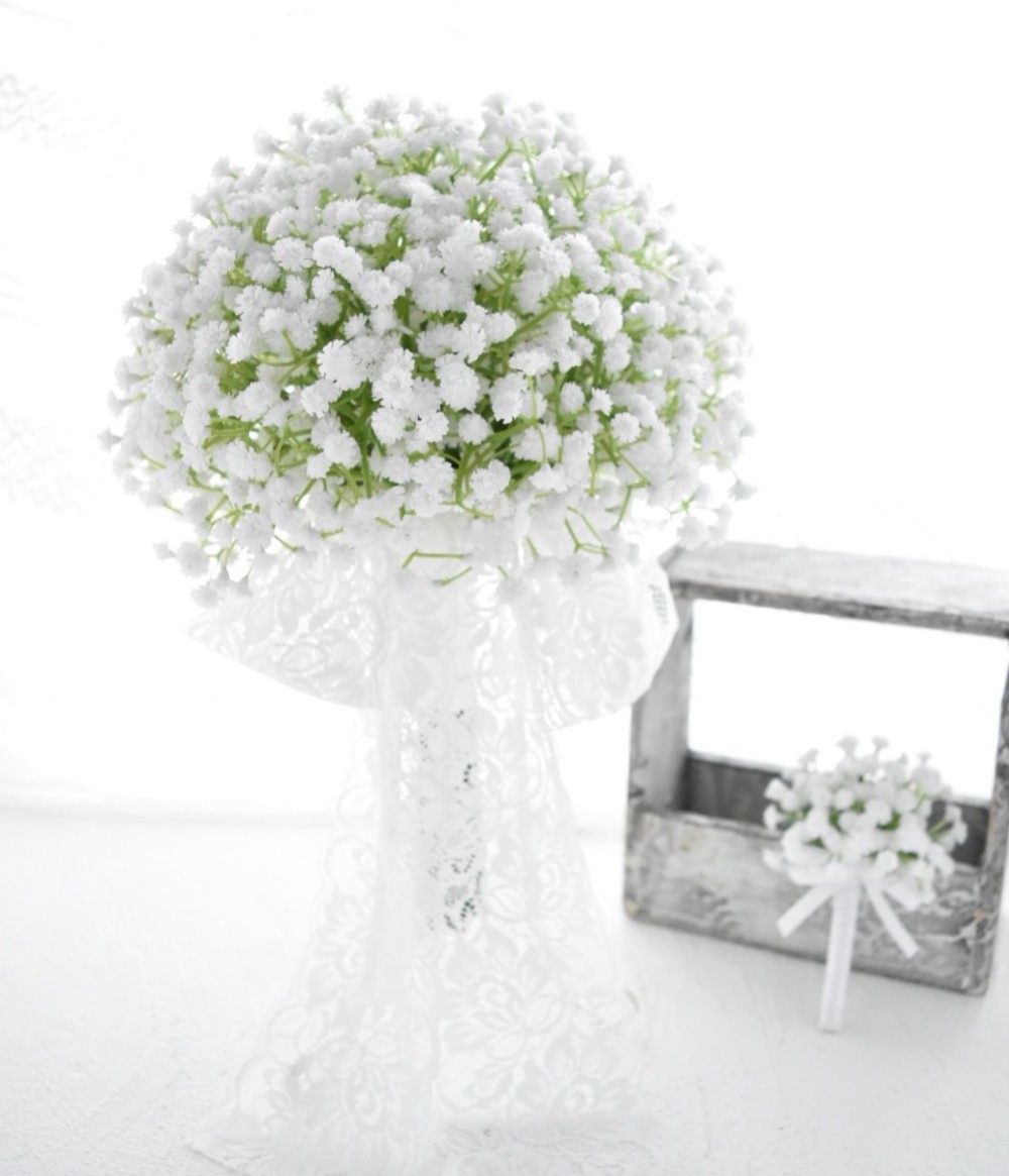 カスミソウのクラッチブーケ（ウエディングブーケ造花）