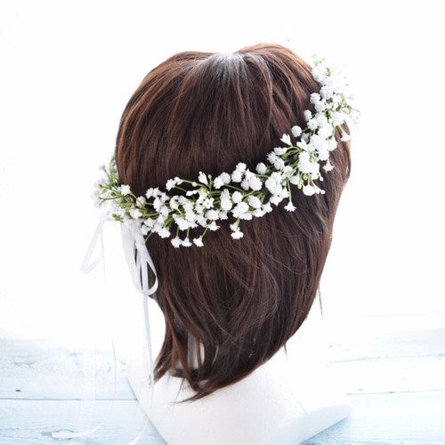 カスミソウの花冠（造花） ヘッドドレス（ウェディング） 造花
