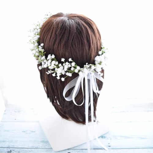 花冠 カスミソウの花冠（造花） ヘッドドレス（ウェディング） 造花ブーケ