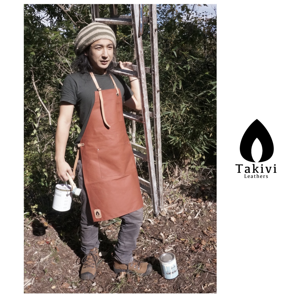 ワークエプロン♦レンガ♦ キャンバス×レザー