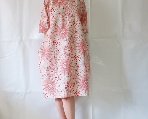 型紙】ドロップポケットワンピース5分袖（フリーサイズ） 型紙 リッチ