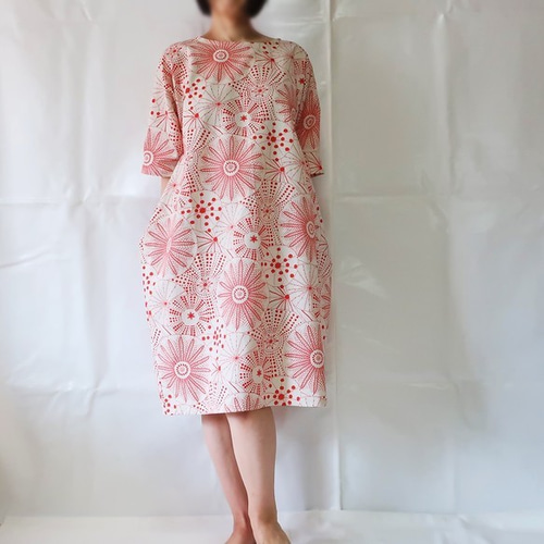 型紙】ドロップポケットワンピース5分袖（フリーサイズ） 型紙 リッチ