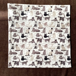 モノクロームな猫図鑑のクッションカバー　40×40cm　アメリカンコットン　送料無料 2枚目の画像