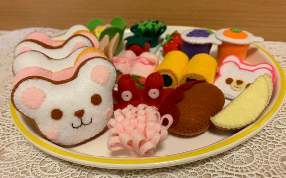 再販2 くまさんのサンドイッチセット フェルト お弁当 おままごと 