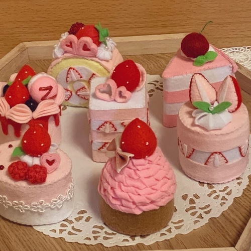 新作 [受注製作］再販3 ピンクのケーキセット おもちゃ・人形 colorful ...
