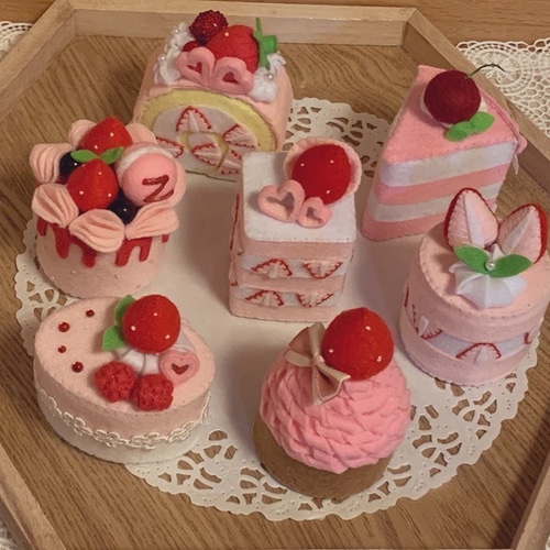 新作 [受注製作］再販3 ピンクのケーキセット おもちゃ・人形 colorful ...