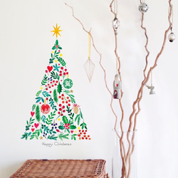 クリスマスツリー ※Ｓサイズ（Ｍサイズに変更可能）省スペースで飾れるます/ウォールステッカー 3枚目の画像