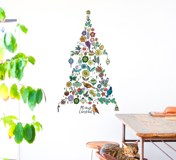クリスマスツリー(カリグラフィー)  ウォールステッカー/ウォールデコ 6枚目の画像