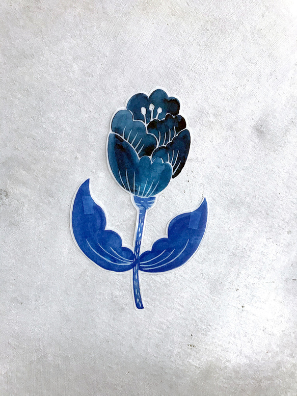 再販3《北欧の庭(Blue)》スッと壁に溶け込むウォールステッカー　※水濡れOK・テカリ無し 7枚目の画像