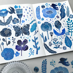 再販3《北欧の庭(Blue)》スッと壁に溶け込むウォールステッカー　※水濡れOK・テカリ無し 8枚目の画像