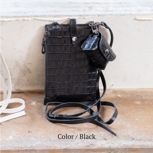 【O MY BAG】ナノバック/ブラッククロコ/ショルダーバック クロコダイル トートバッグ レディース オーマイバッグ]ナノ