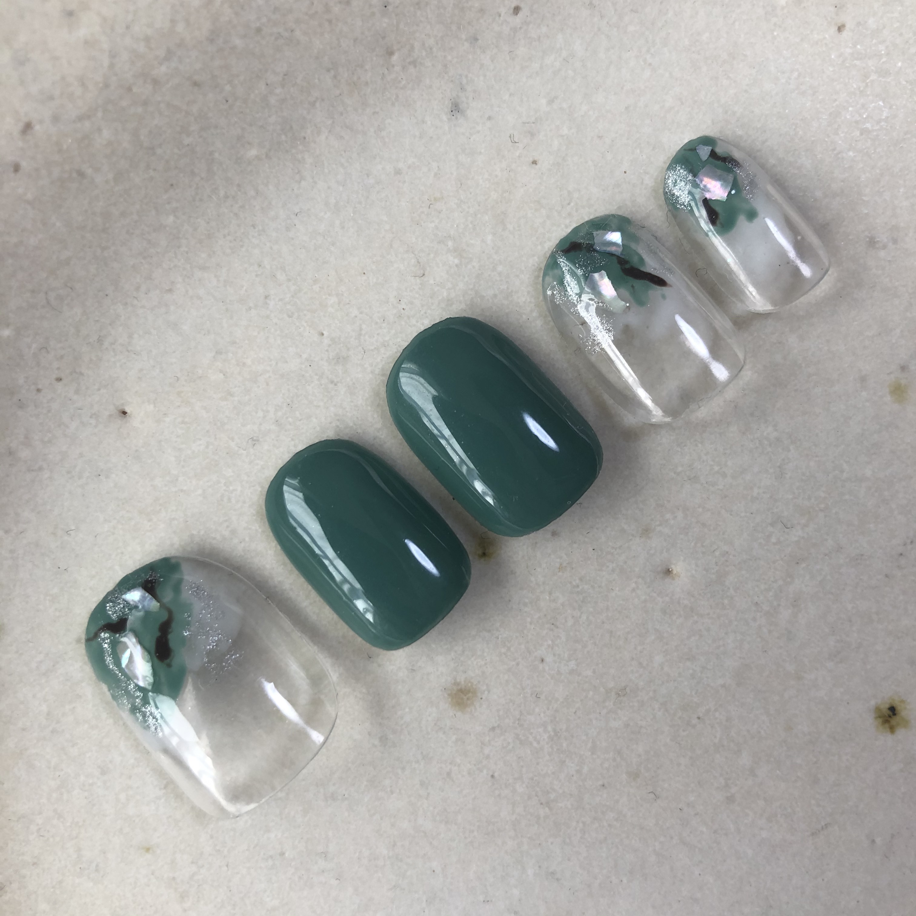 No.1グリーンとにょろにょろニュアンスネイル ネイルチップ（つけ爪